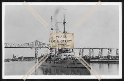 Foto S.M.S. SMS Schlesien 1906 Linienschiff unter KW Kanal Brücke Kaiserlichen