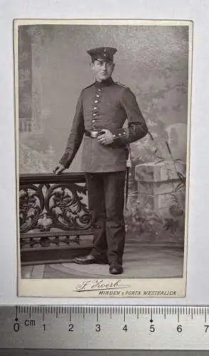 CDV Foto - Soldat in Uniform Standportrait - Atelier Minden u. Porta Westfalica