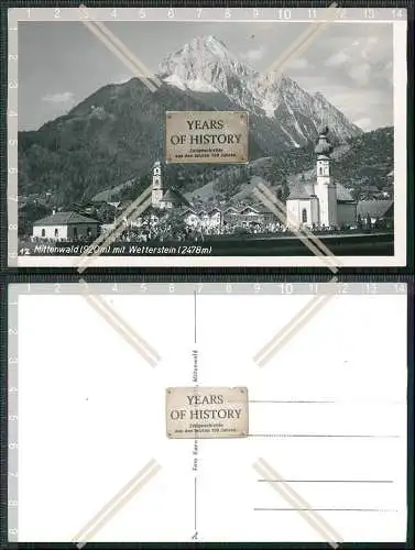Foto AK Mittenwald in Oberbayern Straße mit Passanten Wetterstein Kirche uvm. 