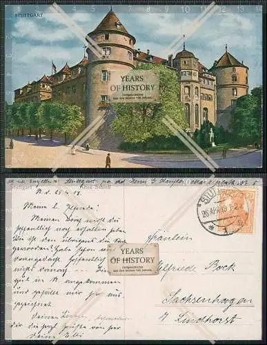 AK Stuttgart altes Schloss 1918 gelaufen
