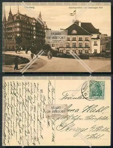 AK Hamburg Alster-Pavillon und Hamburger Hof 1916 gelaufen