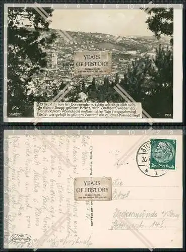 Foto AK Stuttgart Panorama der Stadt 1933 gelaufen