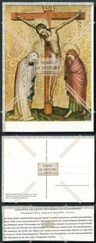 AK Christus am Kreuz mit Maria und Johannes Österreichischer Meister Anfang d.