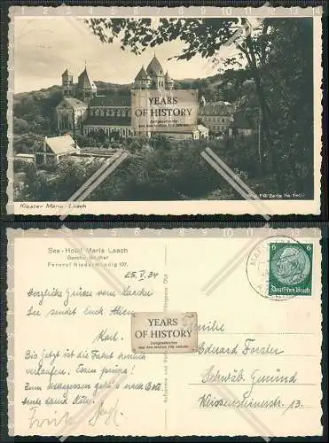 Foto AK Glees in der Eifel Kloster Maria Laach 1934 gelaufen