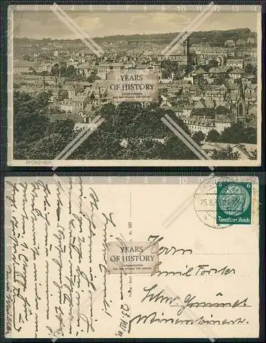 AK Pforzheim im Schwarzwald Panorama der Stadt 1933 gelaufen