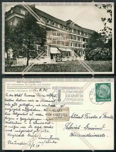 Foto AK Traunstein Prinz Ludwig Heim Kaufmann Erholungsheim 1934 gel.