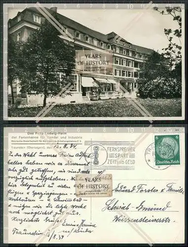 Foto AK Traunstein Prinz Ludwig Heim Kaufmann Erholungsheim 1934 gel.  