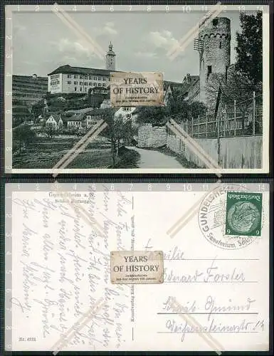 AK Gundelsheim am Neckar Schloss Hornegg 1936 gelaufen