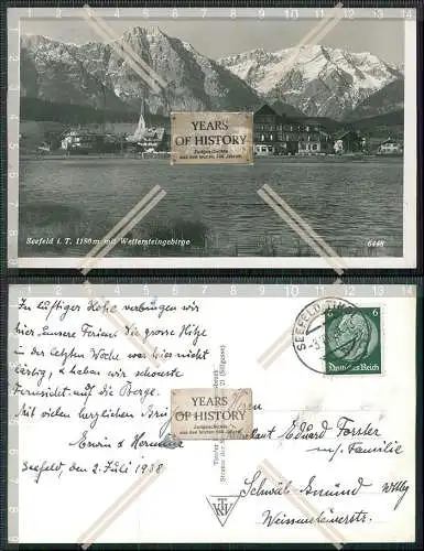 Foto AK Seefeld in Tirol See Wettersteingebirge Teilortsansicht 1938 gel. 