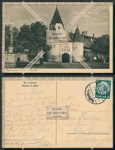 AK Weißenhorn Schwaben Oberes Tor mit Wappen 1936 gelaufen