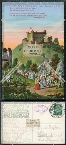 AK Weinsberg Belagerung Burg Weibertreu durch Kaiser Konrad III. 1934 gelaufen