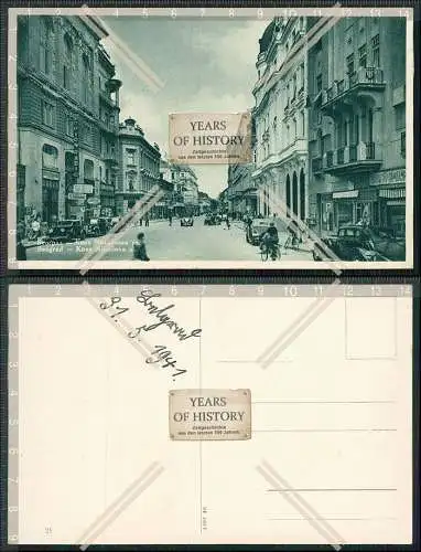 AK Beograd Belgrad Serbien Straßenansicht 1941 Geschäfte Autos uvm. 