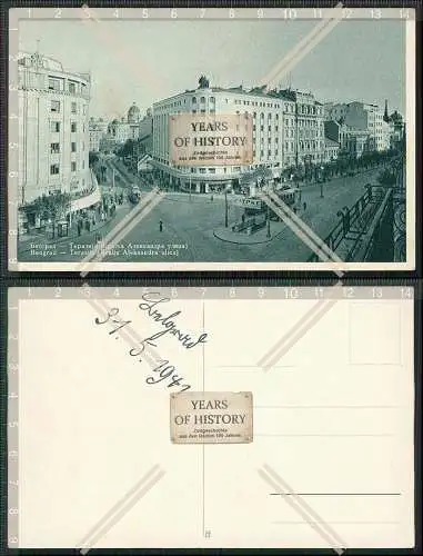 AK Beograd Belgrad Serbien Straßenansicht 1941 Straßenbahn uvm. 