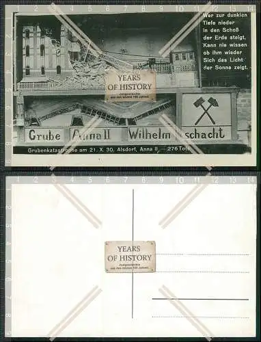 AK Alsdorf Grubenkatastrophe Grube Anna II. Wilhelmschacht 1930