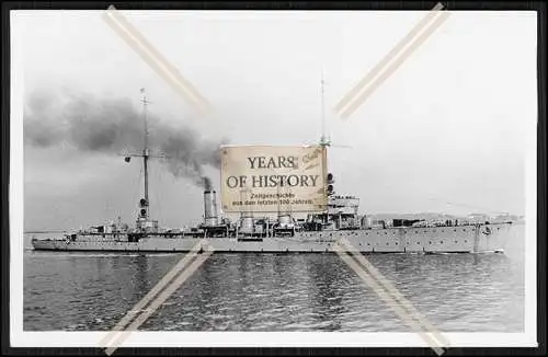 Foto SMS S.M.S. Königsberg Kleiner Kreuzer franz. Flagge Cherbourg Frankreich