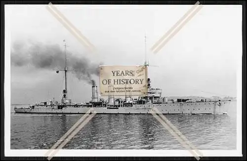 Foto SMS S.M.S. Königsberg Kleiner Kreuzer franz. Flagge Cherbourg Frankreich 