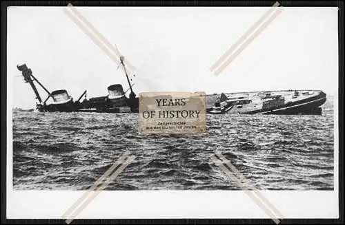 Foto SMS S.M.S. Derfflinger Großer Kreuzer 1919 selbst versenkt Scapa Flow Kai