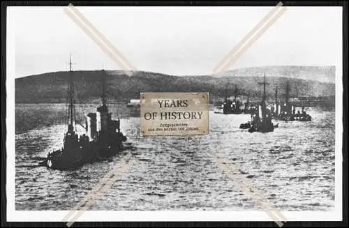 Foto SMS S.M.S. und a. Kriegsschiffe Flotte 1917-19 in Scapa Flow Kaiserliche M