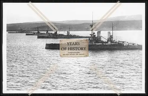 Foto SMS S.M.S. Kronprinz 1914 und a. Flotte Scapa Flow Linienschiffe Kaiserlic