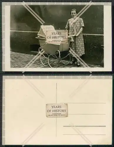 Foto AK junge Mutter mit kleinen Bub im Kinderwagen Dorsten 1931