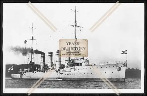 Foto SMS S.M.S. Stralsund 1911 Kleiner Kreuzer im Hafen Kaiserlichen Marine