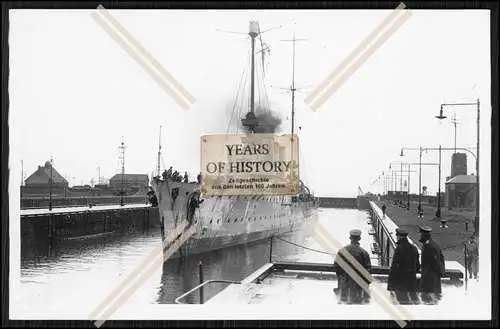 Foto SMS S.M.S. Regensburg 1914 Kleiner Kreuzer von England zurück Kaiserliche