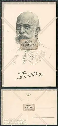 AK Portrait Franz Josef Kaiser von Österreich Stengel Karte Signatur 