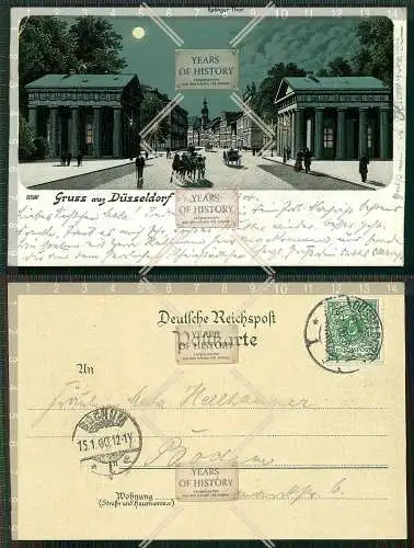 Orig. AK Düsseldorf Mondscheinkarte gel. 1900 Ratinger Tor