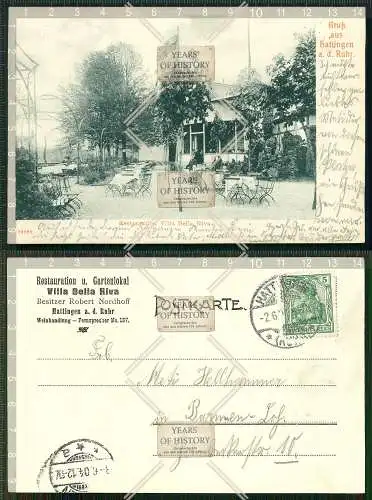 Orig. AK Hattingen an der Ruhr Biergarten Gaststätte Villa Bella Riva gel. 1904
