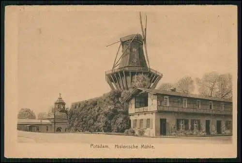 AK Postkarte Potsdam Brandenburg Historische Mühle Windmühle Sanssouci 1920 gel.