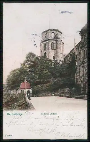 AK Heidelberg Neckar Schloss-Altan 1910 gel. Seltene Karte Verlag Metz u. Lautz