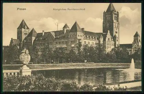 AK Postkarte Poznań Posen Königliches Residenzschloss 1914 Feldpost gelaufen