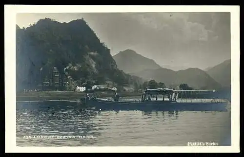 Foto AK Lodore Cumbria England 1912 Boot Ausfluggäste Ufer Stock Ghyll Force