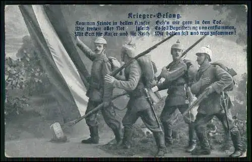 AK 1. WK Krieger Gesang Kommen Feinde... singende Soldaten Fahne 1916 Feldpost