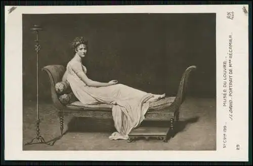 AK feine Dame auf Sofa MUSÉE DU LOUVRE.-J.L. DAVID._ PORTRAIT DE MMe RÉCAMIER