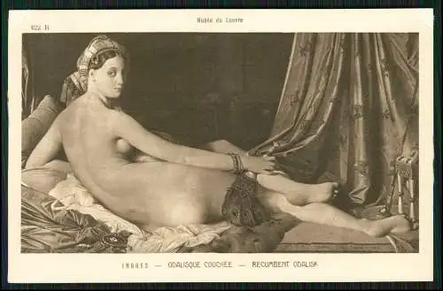 AK Akt feine Dame Musée du Louvre INGRES - ODALISQUE COUCHÉE - RECUMBENT ODALISK