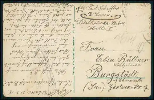 AK Wilhelmshaven Eingangstor zur Kaiserlichen Werft Mittagsstunde 1918 Feldpost