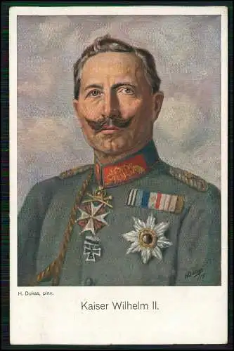 AK Künstler Ansichtskarte Postkarte Dukas H. Kaiser Wilhelm II. Preußen Portrait