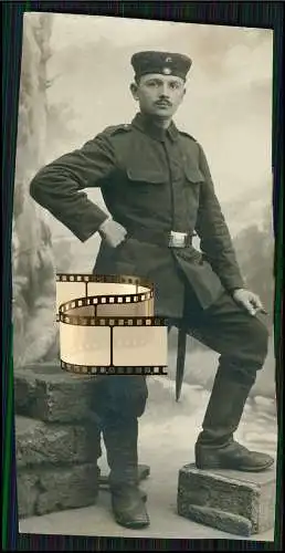 Foto AK 12x6 cm 1. WK Soldat Standportrait in uniform  - Nr. 99
