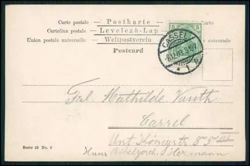 AK Portrait hübsche junge Dame Planet Hut und Schmetterling 1903 Kassel gelaufen