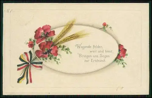 AK 1. WK Prägekarte patriotische Schleife Spruch 1915 Feldpost gelaufen