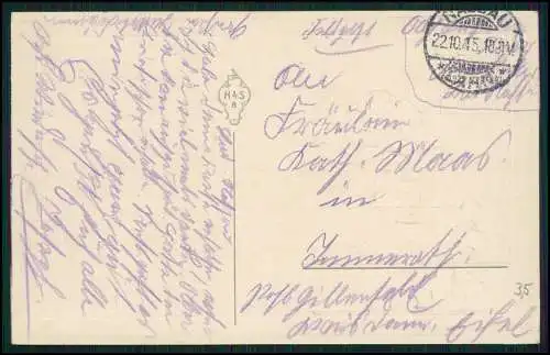 AK 1. WK Prägekarte patriotische Schleife Spruch 1915 Feldpost gelaufen