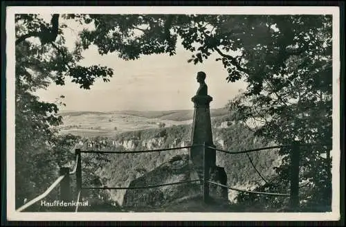 Foto AK Lichtenstein Württemberg Neckar-Alb Wilhelm-Hauff-Denkmal 1938 gelaufen