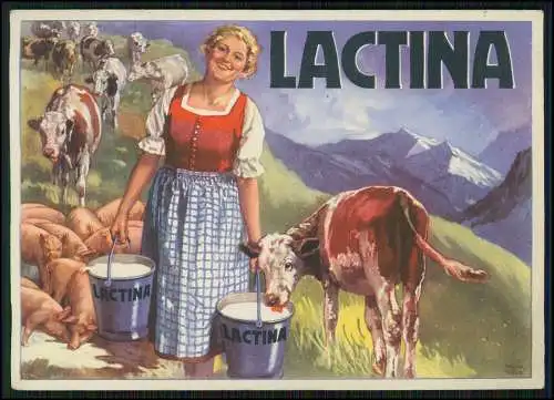 AK Werbung Lactina Milchersatz zur Jungviehaufzucht Kuh Kälbchen Kalb ca.1925-35
