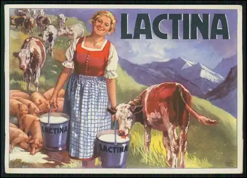AK Werbung Lactina Milchersatz zur Jungviehaufzucht Kuh Kälbchen Kalb um 1930