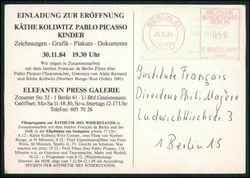 AK Einladung zur Eröffnung Käthe Kollwitz Pablo Picasso Kinder 1984 Zeichnungen