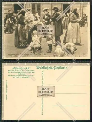 AK Ostpreußen Flüchtlinge vor ihrer Baracke Ostpreußenhilfe Wohlfahrt 