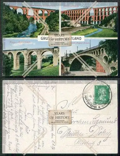 AK Vogtland 1927 gel. Göltzschtalbrücke Elstertalbrücke König Friedrich Aug