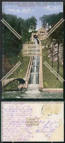 AK Rabenau Erzgebirge Rabenauer Grund Wasserfall 1915 gelaufen Karte mit Klebe