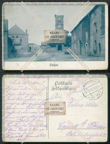 AK 1. WK Loison Meuse Place 1915 Feldpost gel. maisons ruines 